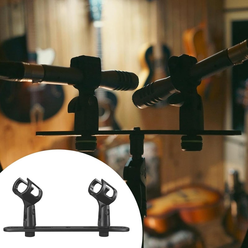 Mic Mount Bar Microphone Bar Holder,Metal Bracket Portable Sturdy Professional Compact Stereo Array Spacing Heavy Duty, Double Heads - Image 5