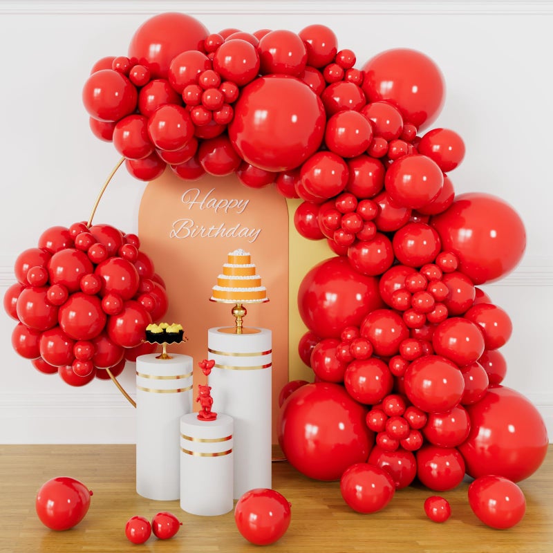 KUULBELA 134Pcs Red Balloons Different Sizes 5 10 12 18 Inch Red Balloon Garland Arch Kit, Latex Balloons for Birthday Wedding Baby Shower Party Decorations. - Image 1