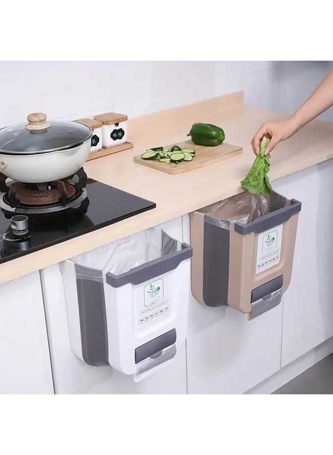 White Large Foldable Under Cabinet Trash Can Hanging Space Saving Kitchen Storage Bin - Image 1