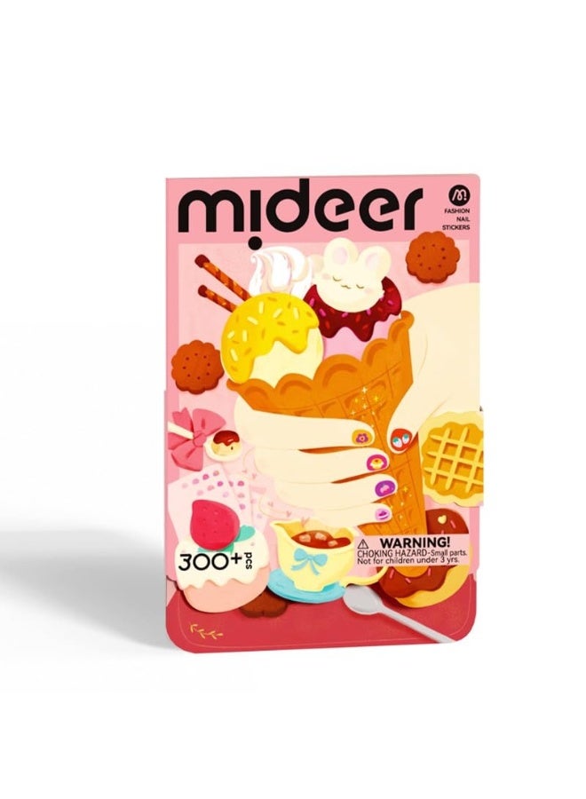 MiDeer ملصقات أظافر ميدير للأطفال - حفلة الحلوى – 300 ملصق فن الأظافر للفتيات، تصاميم لامعة متلألئة بأشعة الليزر، مجموعة تزيين أظافر سهلة الإزالة، مجموعة لعب تجميل إبداعية للأطفال - Image 2