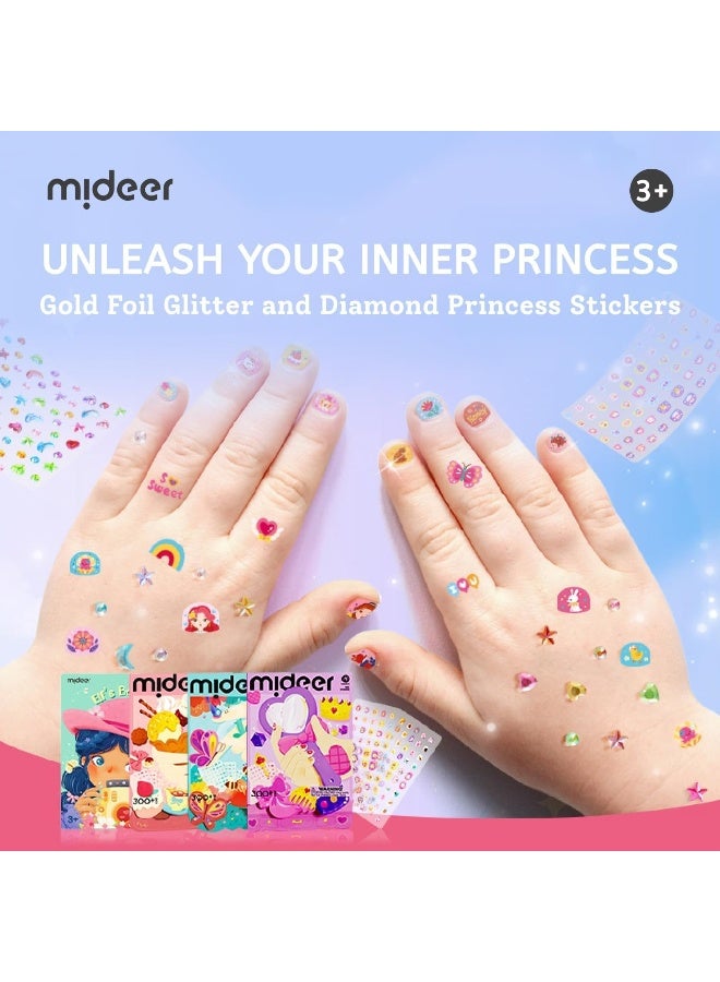 MiDeer ملصقات أظافر ميدير للأطفال - حفلة الحلوى – 300 ملصق فن الأظافر للفتيات، تصاميم لامعة متلألئة بأشعة الليزر، مجموعة تزيين أظافر سهلة الإزالة، مجموعة لعب تجميل إبداعية للأطفال - Image 3