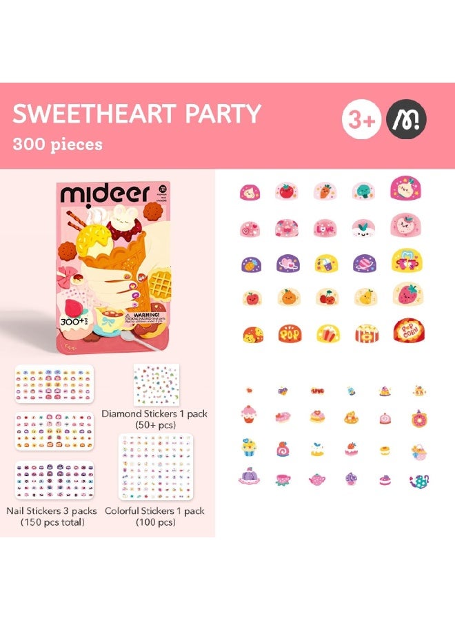 MiDeer ملصقات أظافر ميدير للأطفال - حفلة الحلوى – 300 ملصق فن الأظافر للفتيات، تصاميم لامعة متلألئة بأشعة الليزر، مجموعة تزيين أظافر سهلة الإزالة، مجموعة لعب تجميل إبداعية للأطفال - Image 1