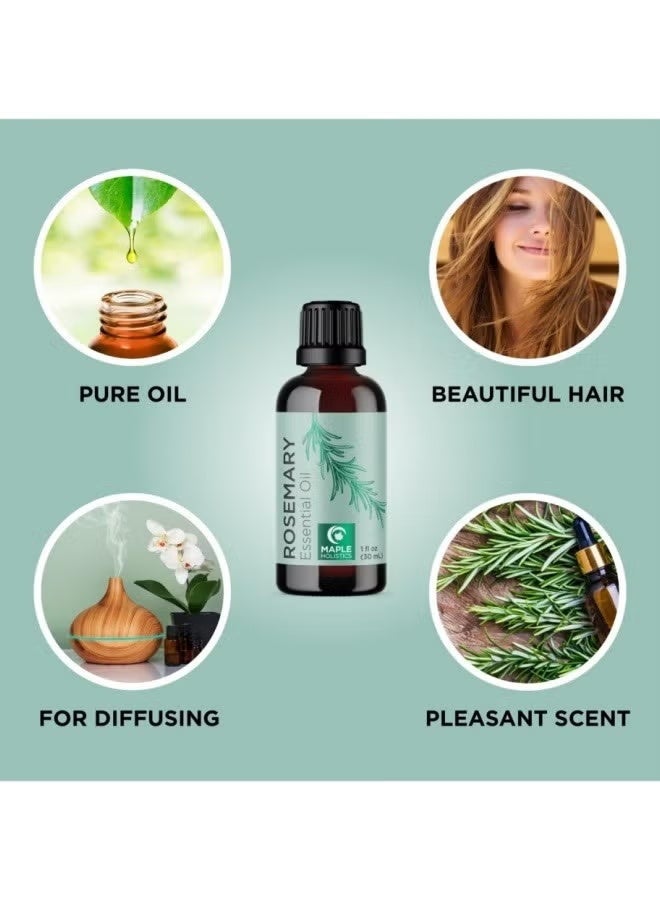 Maple Holistics 100% Pure Rosemary Oil for Hair Skin and Nails - Undiluted Rosemary Essential Oil for Diffusers Aromatherapy Beauty and Self Care - Natural Rosemary Oil for Hair Care (30mL) - Image 3