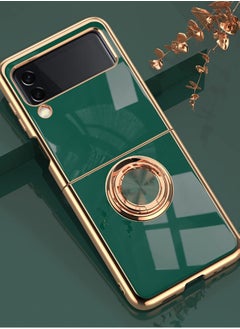 KASTWAVE KASTWAVE Design for Samsung Galaxy Z Flip 4 5g Phone Case, Luxury Gold Electroplated Edge Case with Kickstand Ring Holder  - Image 2