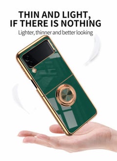 KASTWAVE KASTWAVE Design for Samsung Galaxy Z Flip 4 5g Phone Case, Luxury Gold Electroplated Edge Case with Kickstand Ring Holder  - Image 4