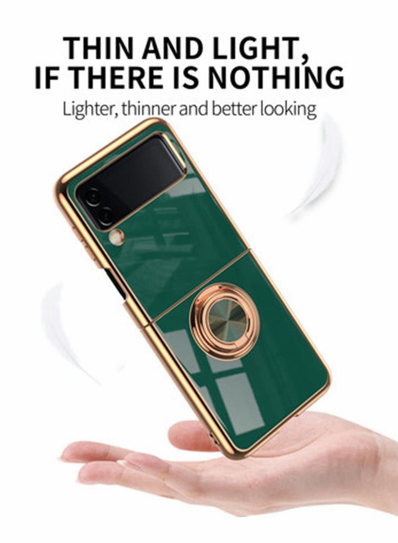 KASTWAVE KASTWAVE Design for Samsung Galaxy Z Flip 4 5g Phone Case, Luxury Gold Electroplated Edge Case with Kickstand Ring Holder - Image 4