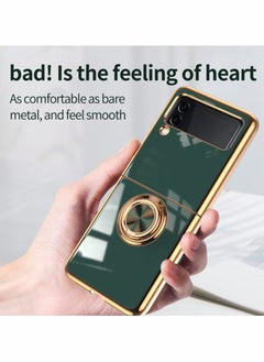 KASTWAVE KASTWAVE Design for Samsung Galaxy Z Flip 4 5g Phone Case, Luxury Gold Electroplated Edge Case with Kickstand Ring Holder  - Image 3