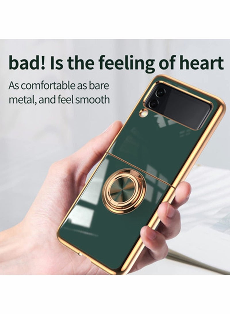 KASTWAVE KASTWAVE Design for Samsung Galaxy Z Flip 4 5g Phone Case, Luxury Gold Electroplated Edge Case with Kickstand Ring Holder - Image 3