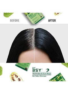 BSY Noni Black Hair Magic Shampoo 20ml Pack Of 4 (Black) | 100% Ammonia Free | Fruit based Hair Color Shampoo | Anti Hair fall Hair Color | Black Hair Dye | 5 minutes hair color | Hair color.  - Image 5