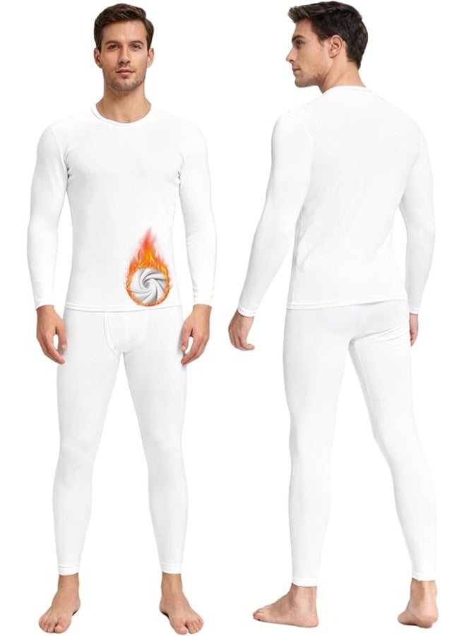 TIKNAL Men’s Thermal Underwear Fleece-Lined Soft Base Layer with Cashmere-Like Feel for Winter White - Image 1