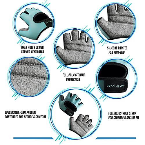 RYMNT Minimal Weight Lifting Gloves,Short Micro Workout Gloves Grip Pads with Full Palm Protection & Extra Grip for Men Women Weightlifting,Gym,Exercise Training.Aqua-Medium - Image 3