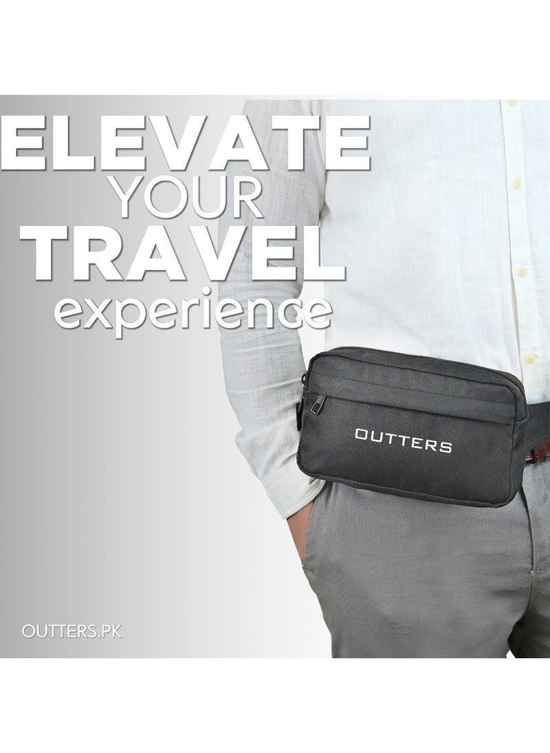 Outters Lifestyle Outters Large Crossbody waist bag with 3-Zipper Pockets, Casual Hands-Free Wallets Waist Pack Phone Bag Fits All Phones umrah bag  - Image 3