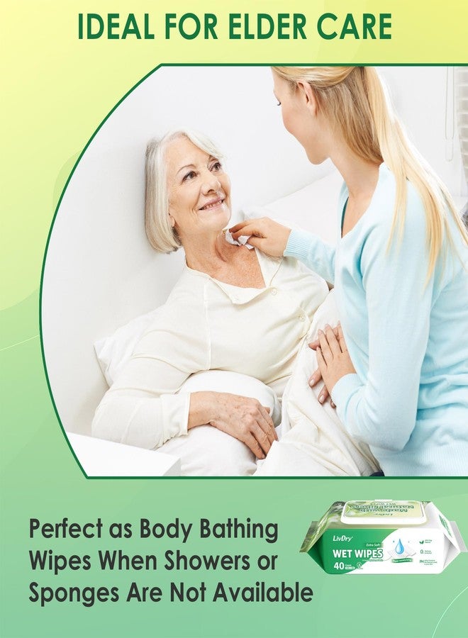 LIVDRY مناديل ليف دراي للبالغين، مناديل كبيرة قابلة للتخلص 12x8 بوصة، مناديل لكبار السن، مناديل لغسل الجسم للتنظيف، 40 قطعة (6 عبوات) - Image 5