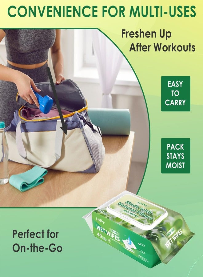 LIVDRY مناديل ليف دراي للبالغين، مناديل كبيرة قابلة للتخلص 12x8 بوصة، مناديل لكبار السن، مناديل لغسل الجسم للتنظيف، 40 قطعة (6 عبوات) - Image 4