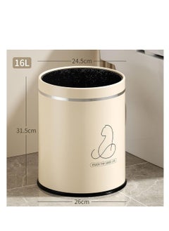 Generic Kitchen Garbage Bin, Bathroom Wastebasket, Plastic Large capacity Trash Can, Living Room Kitchen Bathroom Round Waste Bin, Air Pressure Adsorption (White, 16L)  - Image 2