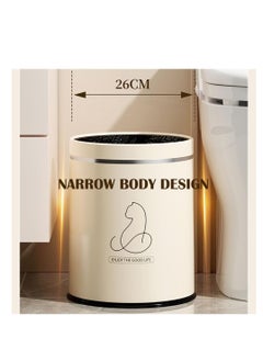 Generic Kitchen Garbage Bin, Bathroom Wastebasket, Plastic Large capacity Trash Can, Living Room Kitchen Bathroom Round Waste Bin, Air Pressure Adsorption (White, 16L)  - Image 5