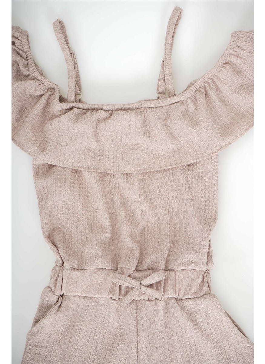 Miniko Kids - New Season Children's Rope Suspender Patterned Plain Woven Shorts Overalls - Image 1