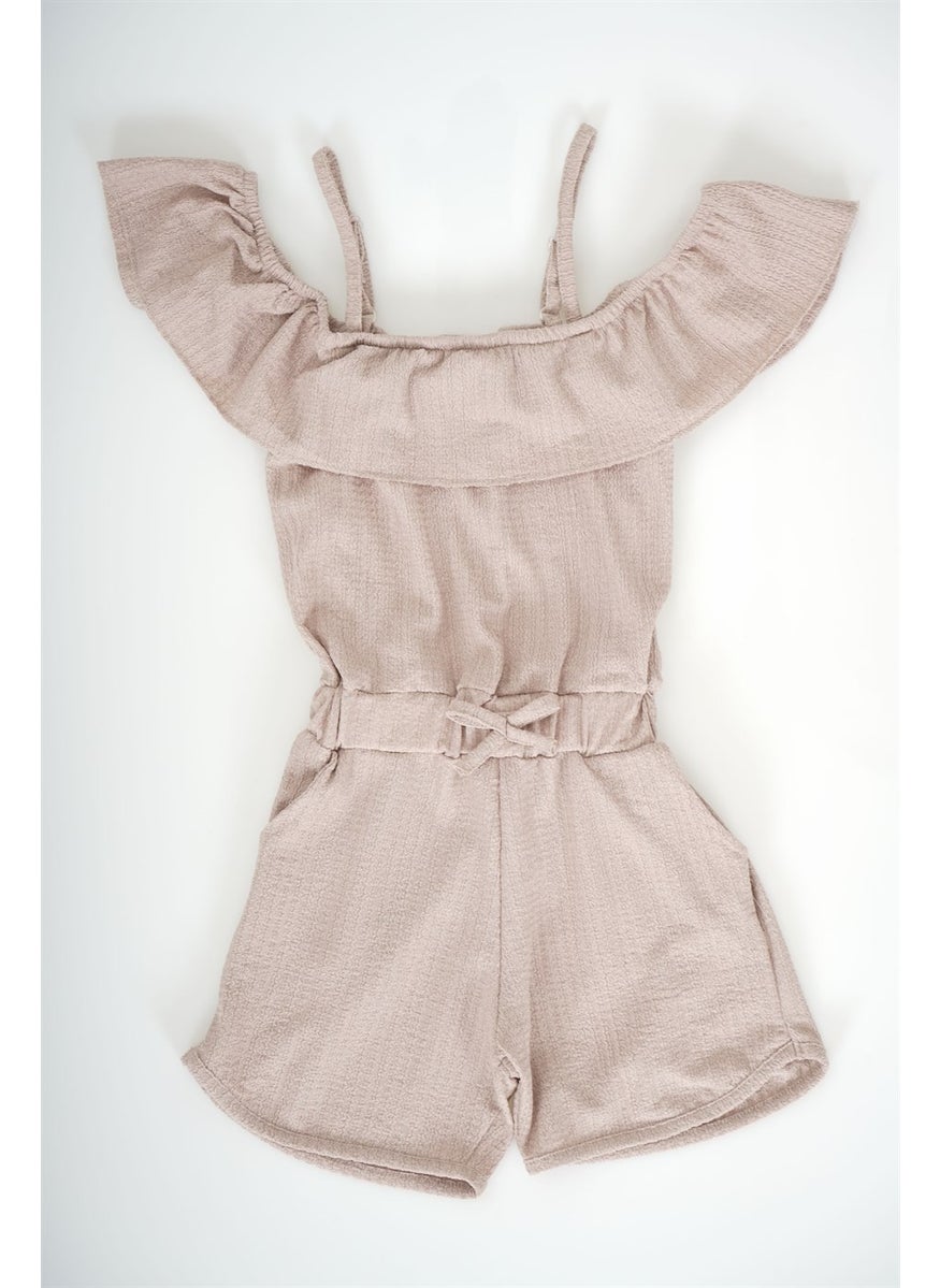 Miniko Kids - New Season Children's Rope Suspender Patterned Plain Woven Shorts Overalls - Image 1
