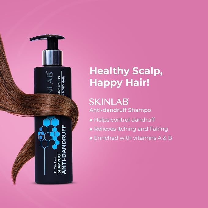 SKINLAB Anti-Dandruff Shampoo for Itchy, Flaky Scalp Sulphate-Free with Salicylic Acid, Succinic Acid & Tea Tree Oil Clears Dandruff, Soothes Itch & Balances Scalp, 250ml - Image 3