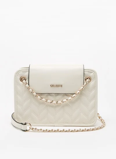 Celeste Women's Quilted Shoulder Bag with Chain Link Strap