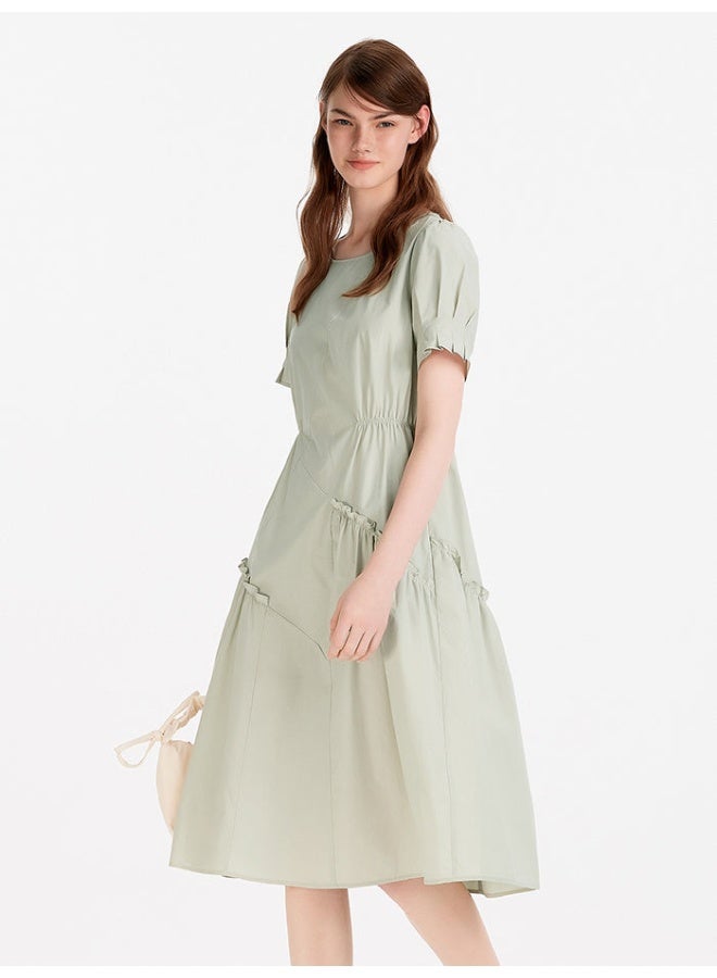 سيمير فستان ميدي بلون سادة بخصر مطاطي للنساء - Image 2