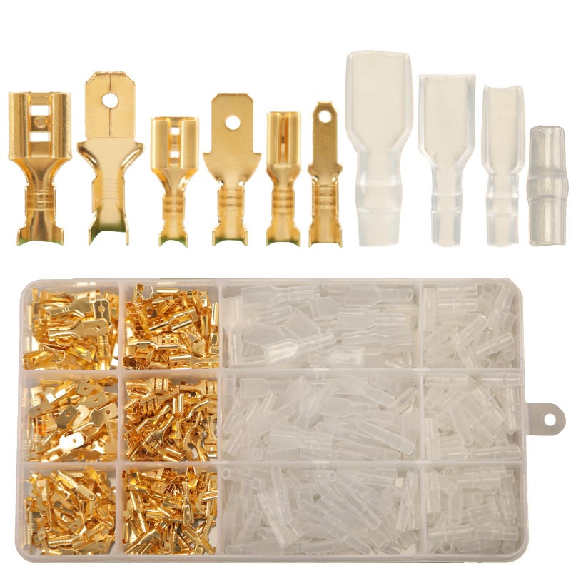 Feggizuli 480pcs Male and Female Spade Connectors Kit With Insulating Sleeve - 2.8mm, 4.8mm, 6.3mm Crimp Terminals for Electrical Wiring - Image 1