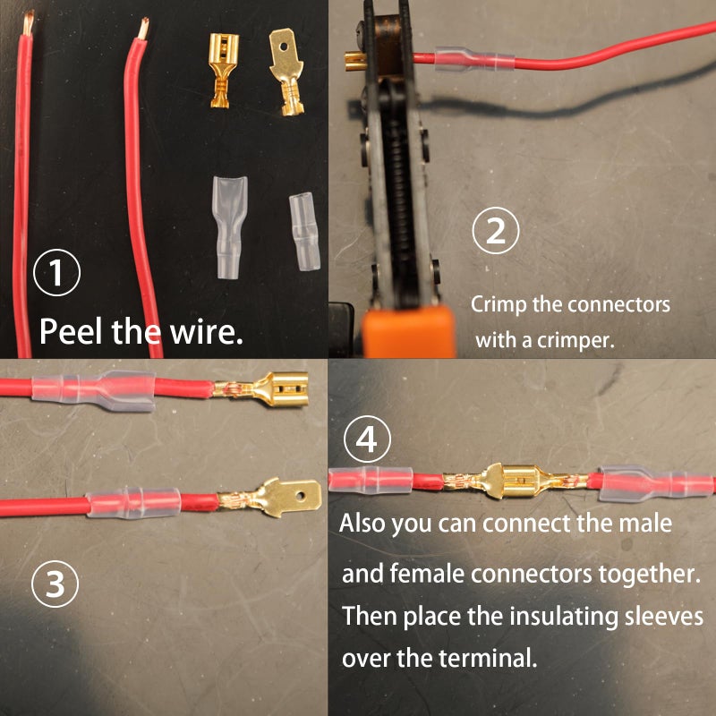Feggizuli 480pcs Male and Female Spade Connectors Kit With Insulating Sleeve - 2.8mm, 4.8mm, 6.3mm Crimp Terminals for Electrical Wiring - Image 5