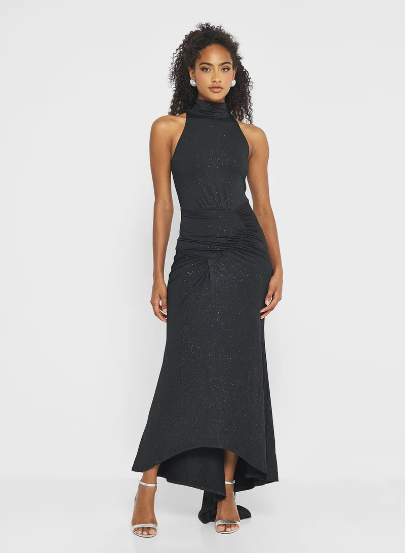 جينجر Halter Neck Drop Waist Bodycon Dress