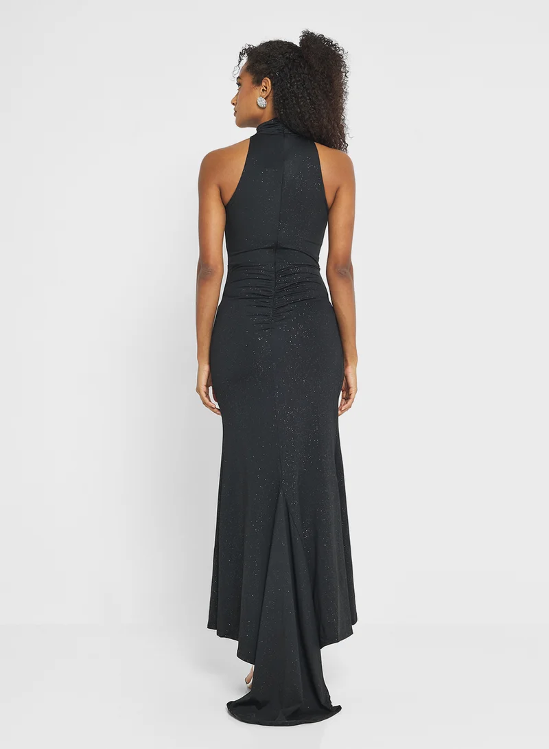 جينجر Halter Neck Drop Waist Bodycon Dress