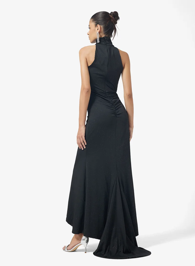 جينجر Halter Neck Drop Waist Bodycon Dress