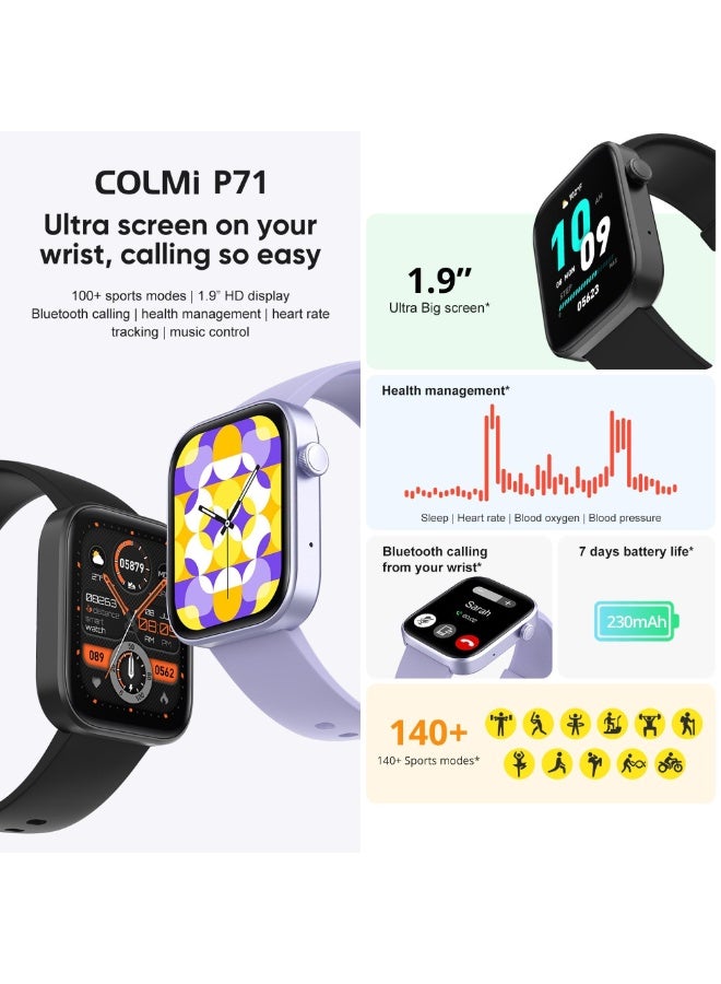 COLMI P71 Smart Watch - Sports Heart Rate Monitor, Step Counter, IP67 Water Resistant, Full Screen, Magnetic Attachment Smart Watch - Image 2