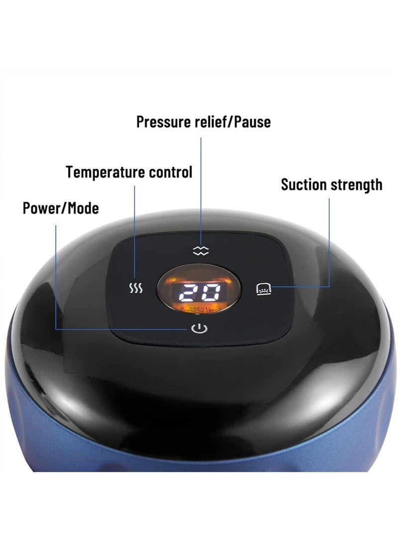 TIGER Electronic Cupping Therapy Massager with 12 Adjustable Suction Levels – Intelligent Vacuum Suction and Smart Heating Function – Portable Electric Gua Sha Tool for Full Body Pain Relief, Back, Neck & Muscle Recovery – Rechargeable & Cordless – Blue Color - Image 3