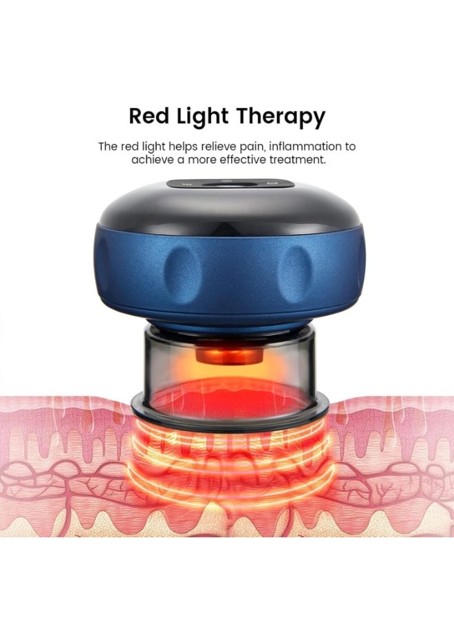 TIGER Electronic Cupping Therapy Massager with 12 Adjustable Suction Levels – Intelligent Vacuum Suction and Smart Heating Function – Portable Electric Gua Sha Tool for Full Body Pain Relief, Back, Neck & Muscle Recovery – Rechargeable & Cordless – Blue Color - Image 4