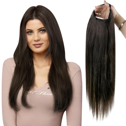 Full Shine U Part Human Hair Wig Natural Half Part Wig Human Hair Straight Off Black Hair Pieces 12 Inch One Piece Half Wigs for Women Human 115g - Image 2