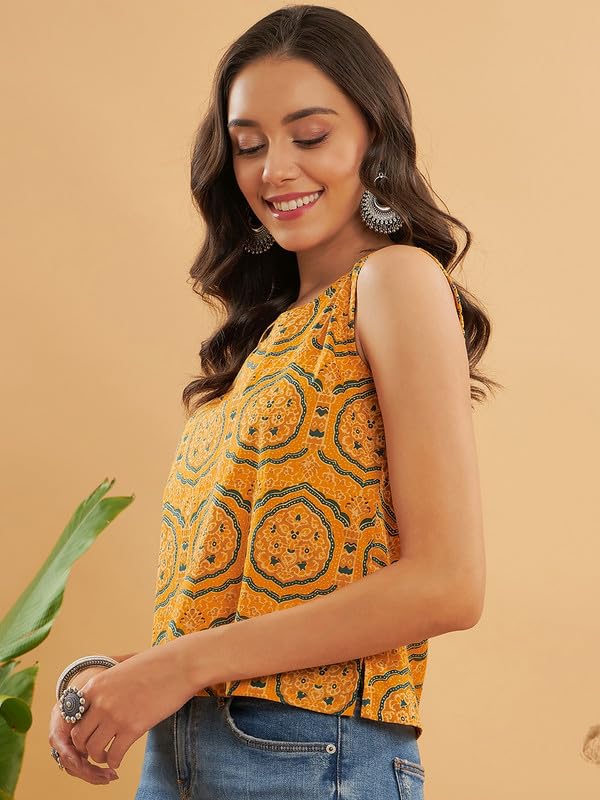 InWeave HALDI Yellow MUGHAL Kalamkari W/U TOP - Image 2