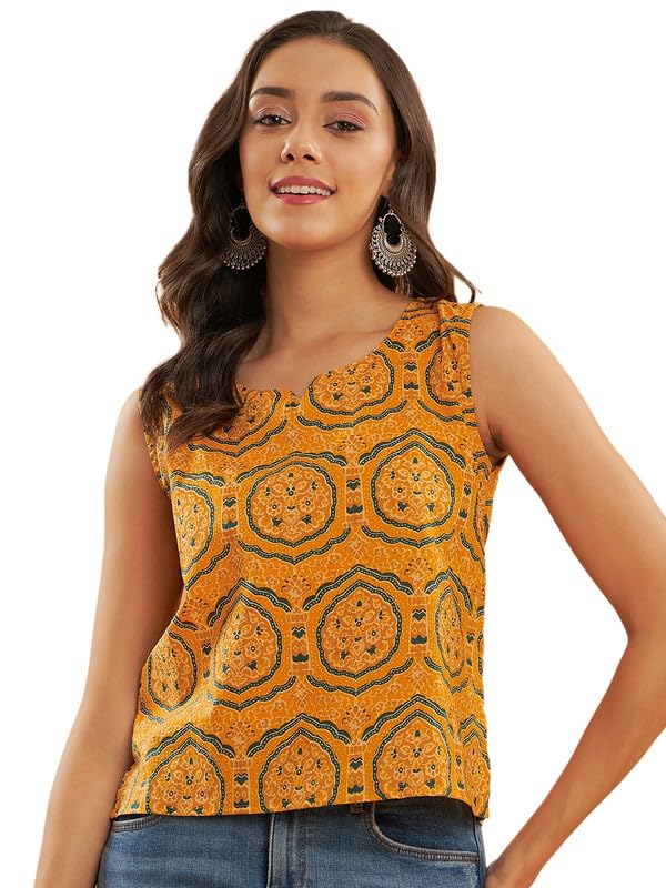 InWeave HALDI Yellow MUGHAL Kalamkari W/U TOP - Image 1