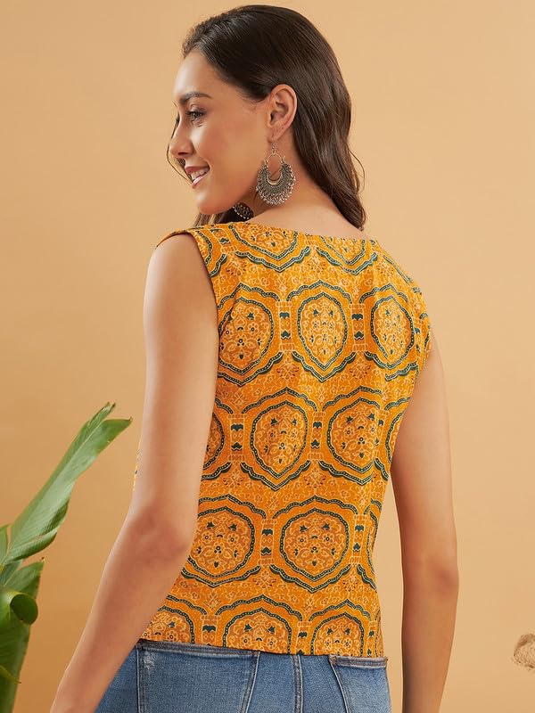 InWeave HALDI Yellow MUGHAL Kalamkari W/U TOP - Image 3