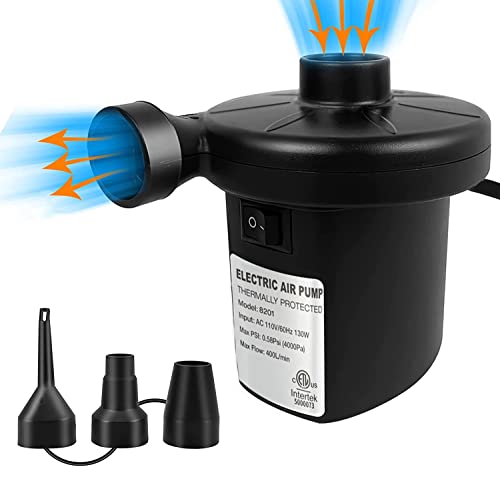WEEFEESTAR Electric Air Pump for Inflatables, Air Mattress Pump Inflator Deflator Pumps with 3 Nozzles Pool Air Pump for Float Inflatables(130W) - Image 1
