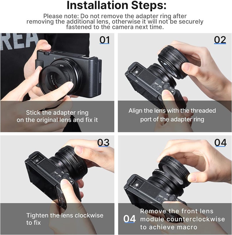 PICTRON عدسة زاوية واسعة لكاميرا سوني ZV1 ULANZI WL-1 ZV1 18mm زاوية واسعة/ 10X ماكرو عدسة إضافية 2 في 1 لكاميرا سوني ZV1/RX100 VII - Image 5