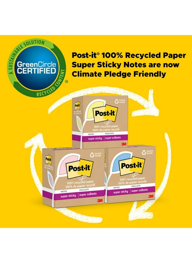 Post-it 100% Recycled Paper Super Sticky Notes, 2X The Sticking Power, 4X6 In, 4 Pads, 45 Sheets/Pad, Oasis Collection (4621R-4Sst) - Image 4