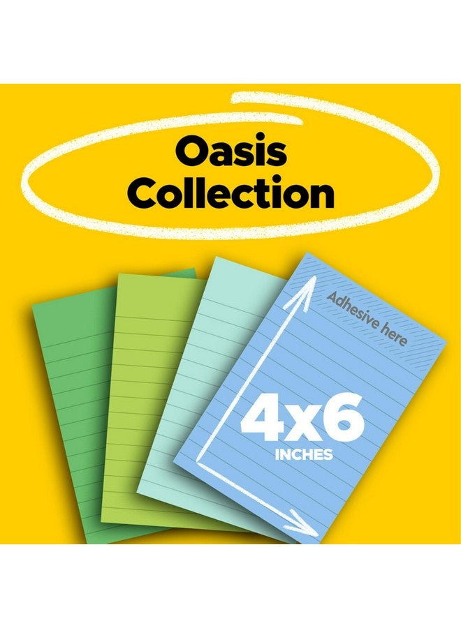 Post-it 100% Recycled Paper Super Sticky Notes, 2X The Sticking Power, 4X6 In, 4 Pads, 45 Sheets/Pad, Oasis Collection (4621R-4Sst) - Image 2