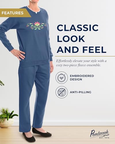 Pembrook Womens Sweat Suits Two-Piece - Ladies Sweatsuits Sets | Embroidered Fleece Sets for Women 2 Piece | Sweat Outfits for Older Women - Image 2
