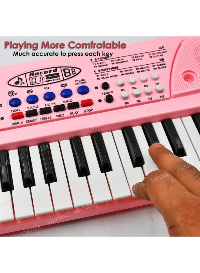 VikriDA Kids Keyboard Piano, 37 Keys Piano Keyboard with Power Option (37 Keys and 8 Tones, 8 Rhythms 4 Percussion) Pink - Image 2