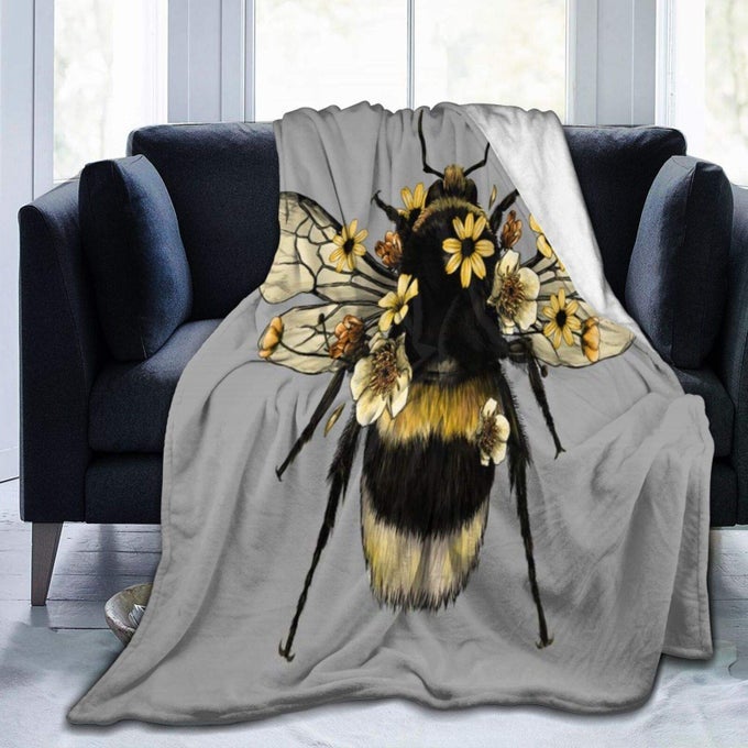 FLANNEL THROW BLANKET CUTE FLUFFY BUMBLEBEE INSECT BEE COZYSOFT PLUSH BLANKETS FOR BED COUCH LIVING ROOM SOFA CHAIR