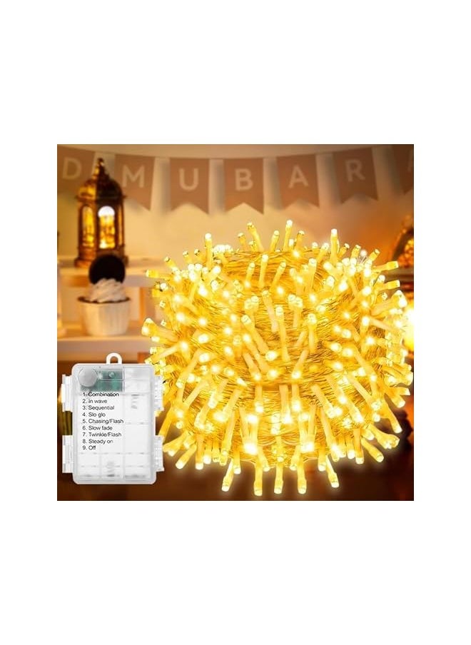 The Bros Ramadan Decorations, 49Ft 150 LED Ramadan Lights String Lights Indoor Outdoor, Warm White Ramadan Tree lights Operated by Battery  - Image 2