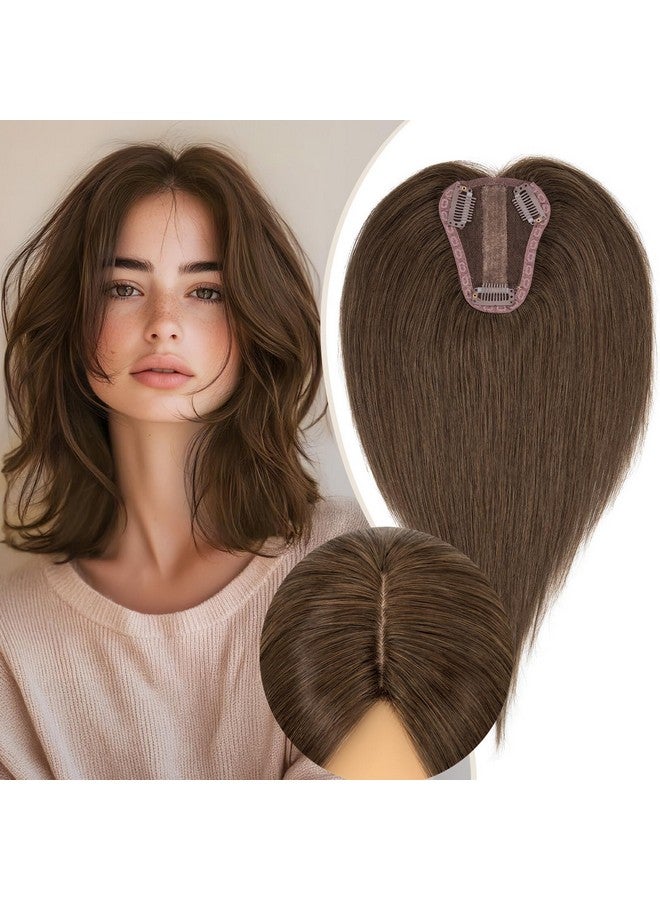 ريتش تشويس وصلات شعر ريتش تشويسز للنساء من شعر بشري حقيقي وصلات شعر بشري للنساء بطول 10 بوصات من شعر بني شوكولاتة للشعر الخفيف وصلات شعر بمشبك على قاعدة حريرية أكثر واقعية - Image 1