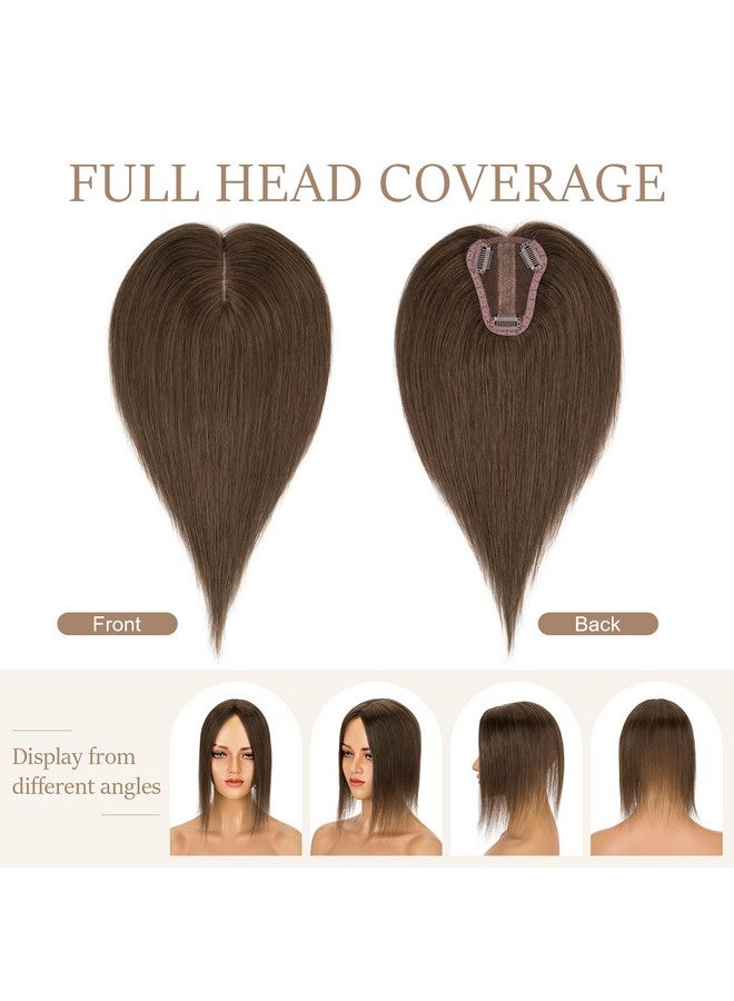 ريتش تشويس وصلات شعر ريتش تشويسز للنساء من شعر بشري حقيقي وصلات شعر بشري للنساء بطول 10 بوصات من شعر بني شوكولاتة للشعر الخفيف وصلات شعر بمشبك على قاعدة حريرية أكثر واقعية - Image 4