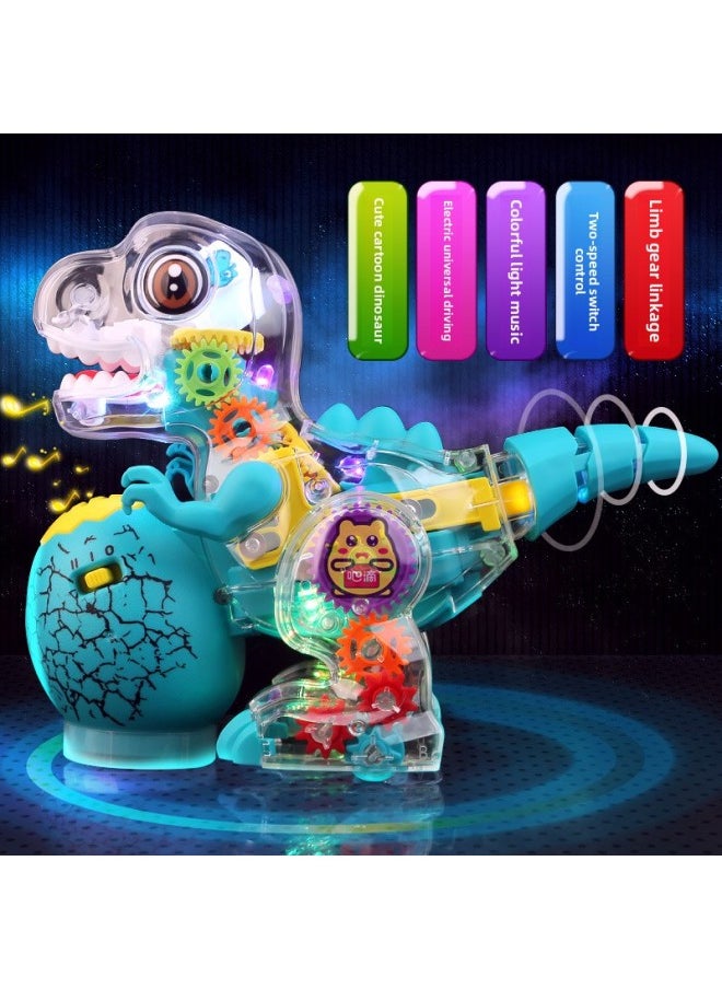 Gear Dinosaur Mechanical Swing Transparent Sound And Light Cartoon Dinosaur Egg Simulation Animal Model Boy Electric Toy Car-Color:Transparent Gear Dinosaur-Specifications:No Battery Accessories  - Image 4