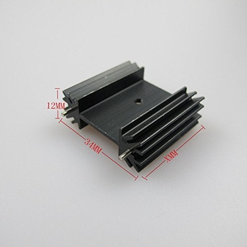 Easycargo To-220 Aluminium Heatsink 25x34x12mm,TO220 Heat Sink for Cooling MOSFET SCR Power Voltage Regulator ICS (25mmx34mmx12mm) (Anodized Black 5-Pack) - Image 2