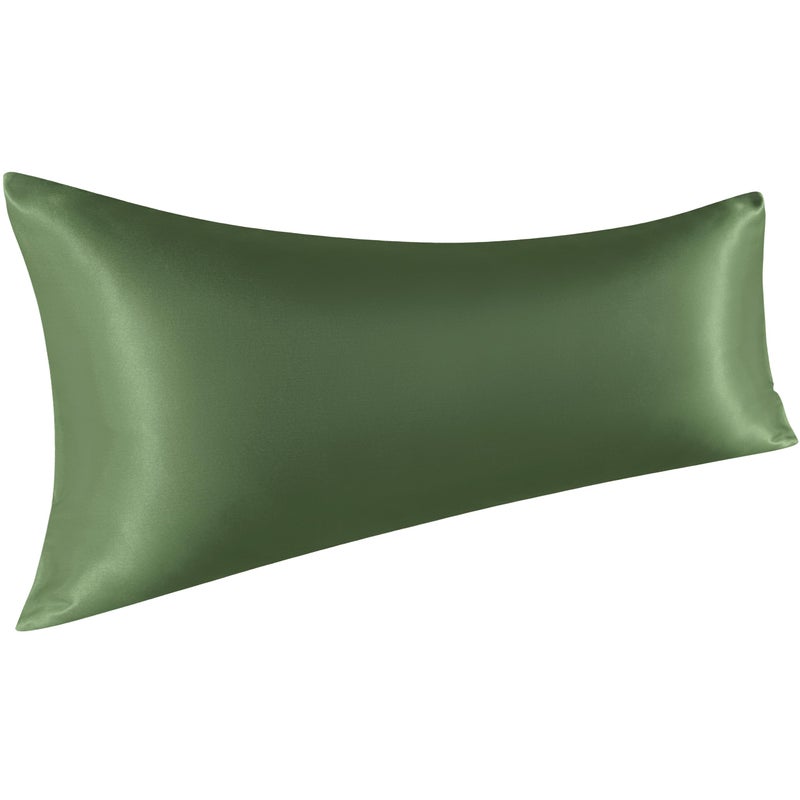 NTBAY Satin Body Pillowcase for Hair and Skin  Luxurious and Silky Pillow case with Envelope Closure  20x54 Inches  Olive Green - Image 1